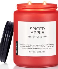 M&SENSE Gewürzter Apfel 2-Docht-Herbstduftkerze für Weihnachten und Feiern bis zu 110 Stunden Brenndauer SpicedApple M