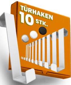 Stabile Menz Türhaken, 10er Set - Platzsparende Garderobe für Ihre Wohnung, universell einbaubar, weiß | Kleiderhaken a