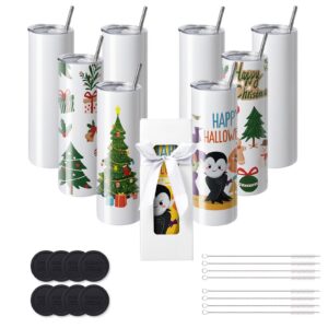 VEVOR 8-Gerade Sublimationsbecher 887 ml, Edelstahl-Doppelwand, für Wärmepresse & Wärmeübertragung - Geschenkbox einbeha