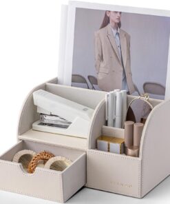 Vlando multifunktionaler Schreibtisch-Organizer mit Fernbedienungshalter für Büro | Vlando Weißer Schreibtisch-Organize
