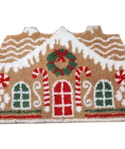 Weihnachts-Badezimmerteppich weicher Lebkuchenhaus - rutschfeste saugfähige Badematte für Zuhause und Büro - anti-Slip M
