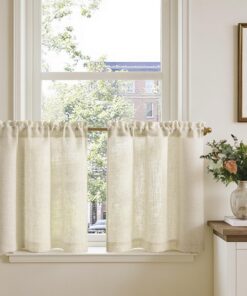 TOPICK Scheibengardinen für Wohnzimmer und Küche Lichtdurchlässig Kurz Gardinen 65x60 cm
