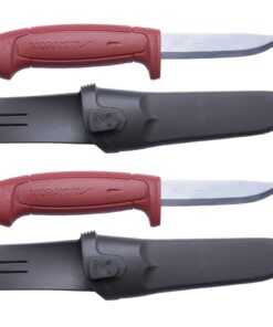 Morakniv Basic 511 C Outdoormesser für Handwerker 2-Pack Rot - Feststehende Kohlenstoffklinge - Mora Messer - 2,0 mm - H