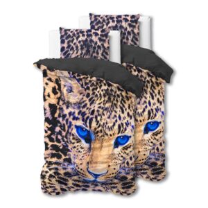 Scheinnacht Bettwäsche 4-Tupel 135cm x 200cm - Braun - Cheetah - weich & bügelfrei - Bettbezüge mit Reißverschluss - 2 K