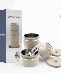 Thermobehälter für Essen 780 ml, faltbar, Edelstahl, BPA frei, 100% auslaufsicher, doppeltes Kammer-System, für Kinder &