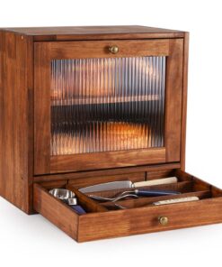 GUUSII Home Brotkasten Groß 2 EtagenVintage Schubladendesign(Braun) GUUSII Home Brotbehälter auf 2 Etagen GroßVintage