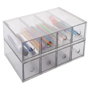 MUHXEL 2 Stück Acryl Stifte Organizer - Clear Büroorganisator für Schreibtisch, perfekt für Künstler - 27 x 17 x 14 cm