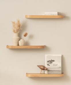 Kazai® Wandregal-Set 'Toke' | 3 Schweberegale Echtholz Eiche | Floating Shelf Veneer für Bad, Küche & Wohnzimmer