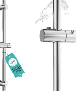Edelstahl Duschstange 66 cm – Duschnachtlicht variable Bohrlöcher – Duschstange & Gleiter oben universell