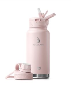 IDEUS Vakuumisolierte Wasserflasche, Doppelwand Flasche für Sport und Outdooraktivitäten mit Metallverschluss in Hellros