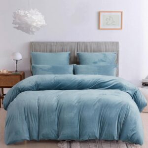Damier Warme Winter Bettwäsche Türkis Blau - Cashmere Touch Plüsch für Erwachsene im Haus - 135x200cm 2 Teiliges Set mit