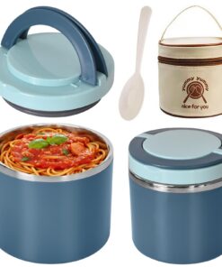 Isolierte Edelstahl-Lunchbox 630ML - Große Bento-Box mit Thermotasche für Schule & Arbeit (Blau)