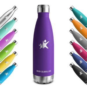 KollyKolla Thermosflasche Edelstahl 500ml/750ml/1L BPA-Frei Sprudel Sport Schule Outdoor Camping Isolierflasche Auslaufs