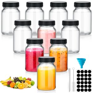 VINATO 10er Set Mini-Glasflaschen 60ml - perfekte Aufbewahrung für Ingwer Shots und Lebensmittel, inkl. Trichter & Etike