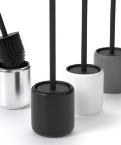 Silikon Klobürste Schwarz – Hygienische Toilettenbürste mit Stahlhalter & Deckel für Badezimmer