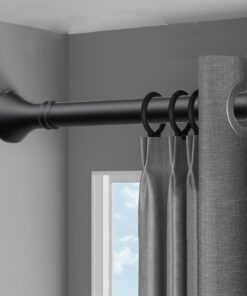Gardinenstange Ohne Bohren Ausziehbar Edelstahl 360-450cm Schwarz für Badezimmer Schrank Balkon