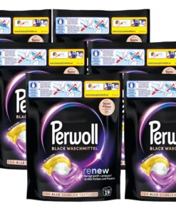 PERWOLL Black Waschmittel Caps für dunkle Textilien - sanft reinigen & Farben erneuern, alle-in-eins Formel, 114 Kapsele