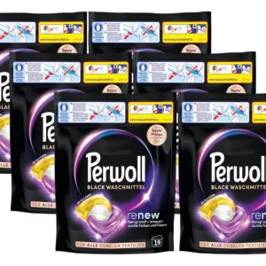 PERWOLL Black Waschmittel Caps für dunkle Textilien - sanft reinigen & Farben erneuern, alle-in-eins Formel, 114 Kapsele