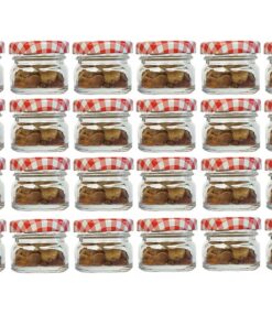 hocz 30er Set Mini Sturzgläser 30 ml Rot Kariert - Honiggläser Marmeladengläser für Imker