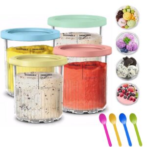 4 Stück Deluxe Eisbehälter für Ninja Creami - Kompatibel NC500 & NC501 Serie - Zum Einsatz bei der Zubereitung von Eiscr