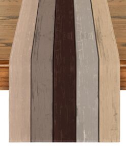 Artoid Mode Braun Planken Antik Holz Herbst Tischläufer - Drinnen Urlaub Dekoration 40x180 cm OEKO-TEX