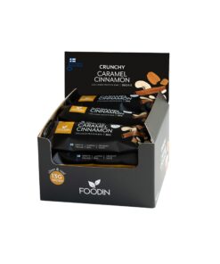 FOODIN Kollagen Protein Riegel Karamell-Zimt, gesunder Snack für unterwegs, ohne Zucker und glutenfrei (12 x 50g) FOOD