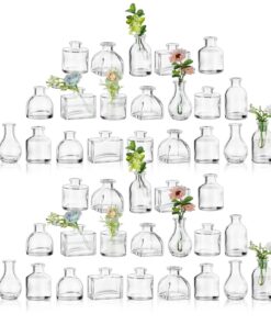 Glasseam 42er Lovely Glasvasen Set: Klare Mini Vasen für Hochzeit Tischdeko Wedding Party Deko