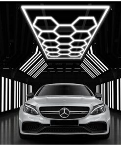 Superhell verknüpfbare LED-Deckenleuchten für Garage und Werkstatt - 81pcs, 672W, 6500K, Hexagon Design, Keller, Auto-Sc