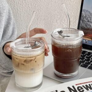 Pavlleen Gläser 400ml Luftdicht Wasserdicht Design Travel Mug für Eiskaffee Saft Smoothie Wasser Tee