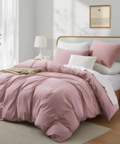 Boqingzhu Baumwolle Bettwäsche 135x200cm Rosa Altrosa Pink Einfarbig Uni Ästhetik OEKO-TEX STANDARD 100 Boqingzhu Baumwo