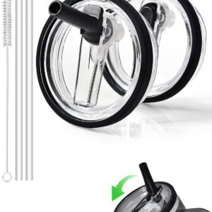DealKits 2 Stück Auslaufsicher für Stanley Cup Deckel + Trinkhalme und Strohhalm Bürste (Schwarz) DealKits 2 x Trinkha