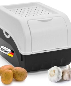 Novaliv Mittelwertige Kartoffel Aufbewahrungsbox 5L Weiss'| Gemüsebox stapelbar für Kartoffeln und Zwiebeln Frischhalted