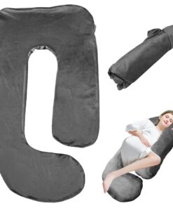 J-Förmiger Schwangerschaftskissenbezug Baumwolle Abnehmbarer Stillkissen Bezug 150x80 cm Schwarz