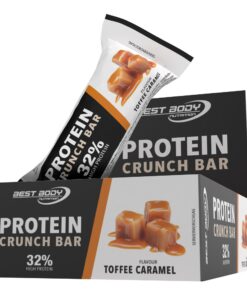 Best Body Nutrition Protein Crunch Bar Toffee Caramel Für Bodybuilders Fitnessstudio - 12x35g - 32% Eiweiß