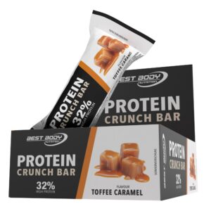 Best Body Nutrition Protein Crunch Bar Toffee Caramel Für Bodybuilders Fitnessstudio - 12x35g - 32% Eiweiß