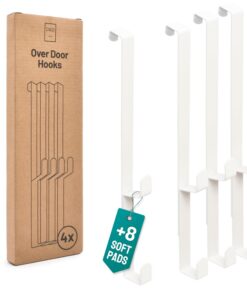 D&D Living® Türhaken zum Einhängen bis 16 mm | 4x Doppel Haken für Türgarderobe | Kleiderhaken für Tür und Schrank | Wei