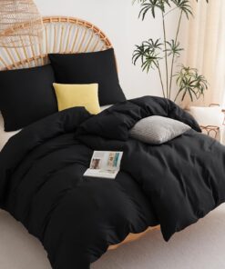 WAVVE Bettwäsche 135x200 4teilig Schwarz - Weich & Behaglich für Alles-Zimmer-Use mit OEKO-TEX-STANDARD 100-Reinigung W