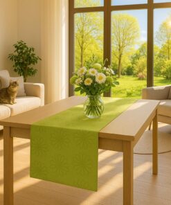 KAMACA fleckabweisender Tischläufer 40x140 cm lindgrün – Outdoor-Party Frühling Sommer hocheinhaltige Tischdecke