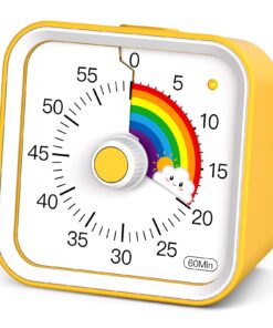 **Visueller Regenbogen Timer mit Pausenfunktion für Kinder, 60 Minuten Countdown zur Schreibtischstudie (Gelb)** | **Re
