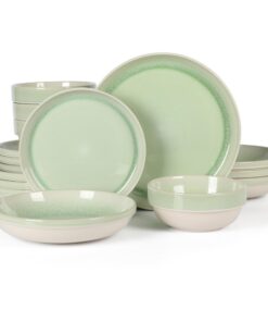 Sur La Table Banquette Geschirr-Set 16-teilig Reaktive Glasur Steingut Grün