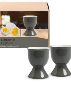 Eierbecher 6er Set Grau Keramik - Spülmaschinenfest für Frühstückstisch