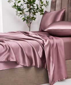 Damier Satin Spannbettlaken 140x200cm Rosa - Altrosa Seide Glänzend, hohes Qualitäts Spannbettbezüge, geeignet für Matra