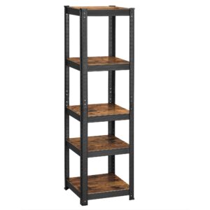 SONGMICS Bücherregal, verstellbar, für Küche und Wohnzimmer, vintagebraun-schwarz, 400 kg belastbar, 37 x 37 x 150 cm, T