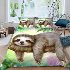 Kawaii ALABOW Faultier Kinderbettwäsche Set 135x200 cm Soft Weich Microfaser Schlafkomfort Reißverschluss