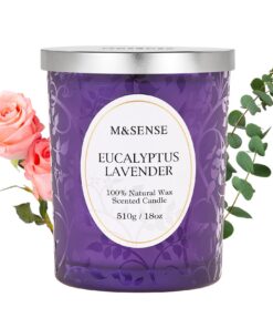 M&SENSE Groß 510g Eukalyptus Lavendel Duftkerze, 100h Lang Brennend, für Männer und Frauen