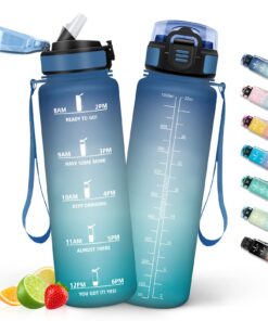 HoneyHolly Trinkflasche 1L Sport mit Zeitmarkierungen - Auslaufsicher BPA-frei Kohlensäuretauglich