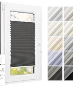 Estika Thermo Plissee mit Bohren - Fenster Rollos - Für innen - Jalousien Fenster - 30-129 cm x 50-149 cm - 10 Farben -