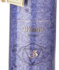 Chakra Kerze – blau, Kristalloptik, Hochwertig für Innen & Außen - 100 Std. Brenndauer, 20cm