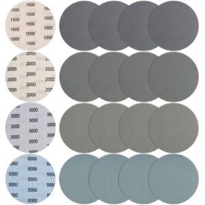 JatilEr 20 Stück Nasse Trockene Wasser Schleifpads 150mm Körnung 1500/2000/3000/5000 Exzenterschleifer Set Metall Holz