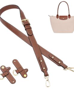 POFIBO Schultergurt für Longchamp Leder + Leder Schulterriemen mit 2 Stück Schultergurtadapter + Verstellbar für Comfort